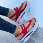 Damen modische Wedge-Sandalen mit ergonomischem Riemendesign und rutschfester Sohle R&B