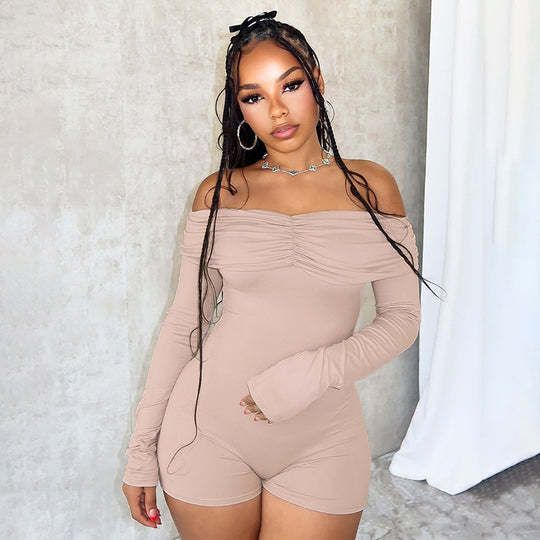 Damen Off-Shoulder Bodysuit mit langen Ärmeln R&B