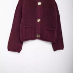 Damen Strickjacke mit großen Knöpfen und Taschen R&B