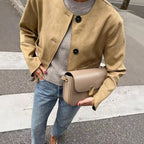 Damen modische Kurzjacke mit praktischen Taschen und Knopfverschluss R&B