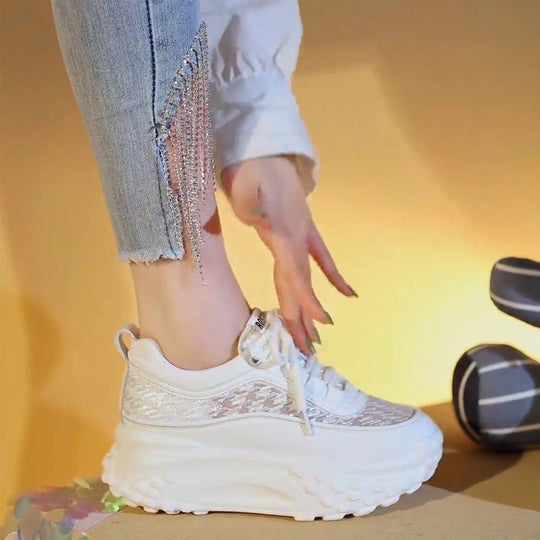 Damen Modische Chunky Sneakers mit luftiger Mesh-Oberfläche und verstärktem Fersenbereich R&B