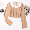 Damen Langarm-Crop-Top mit raffiniertem Wickeldetail R&B