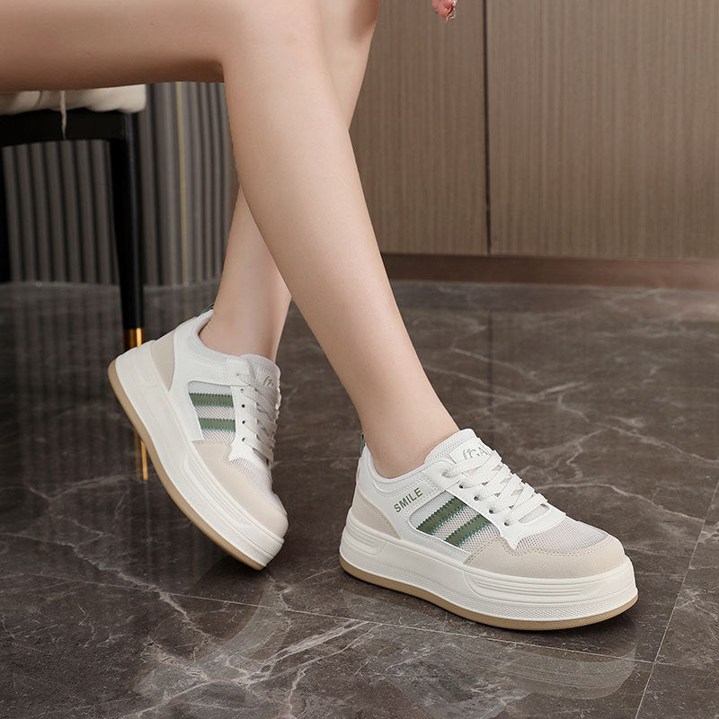 Damen trendige Plateausneaker mit atmungsaktiver Mesh-Oberfläche und dämpfender Sohle R&B