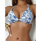 Damen Triangel-Bikini mit floralem Muster und raffiniertem Bindesystem