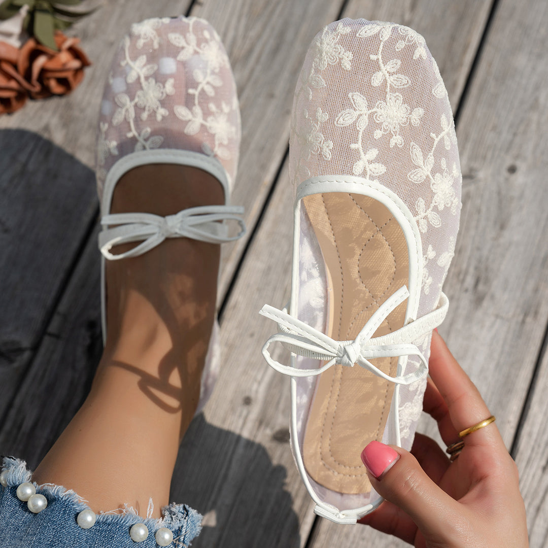 Damen Elegante Spitzenschuhe mit dekorativen Schleifen und funkelnden Akzenten R&B