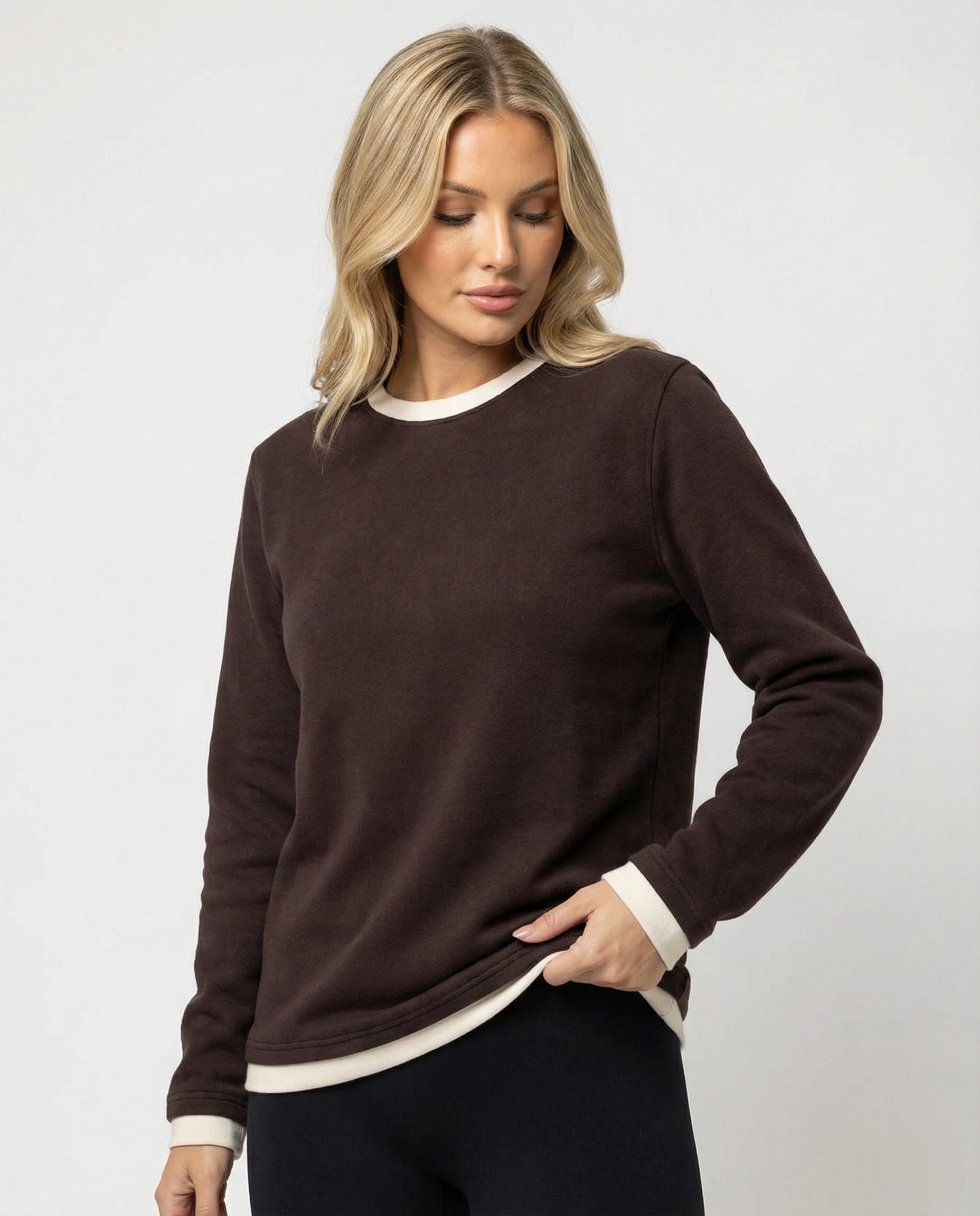 Damen Samtshirt Lockerer Fit Doppelseitig Verdickt Langarm Oberteil