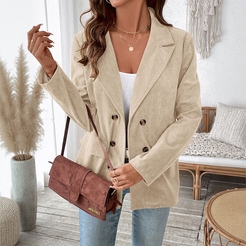Damen samtiger Blazer mit doppelter Knopfleiste und elegantem Schnitt R&B