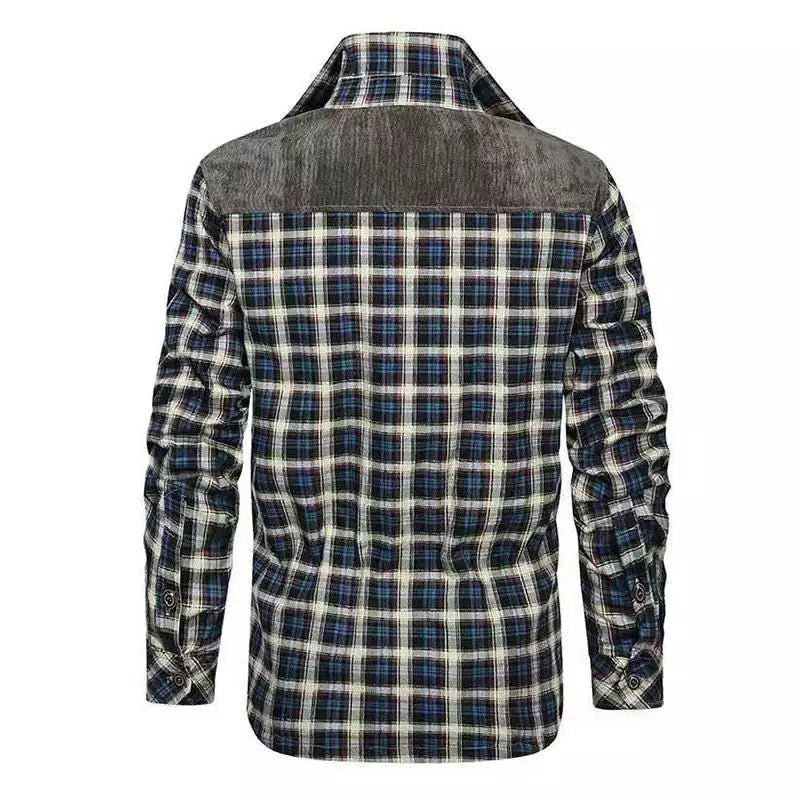 Herren warme Flanellhemdjacke mit gefütterten Taschen