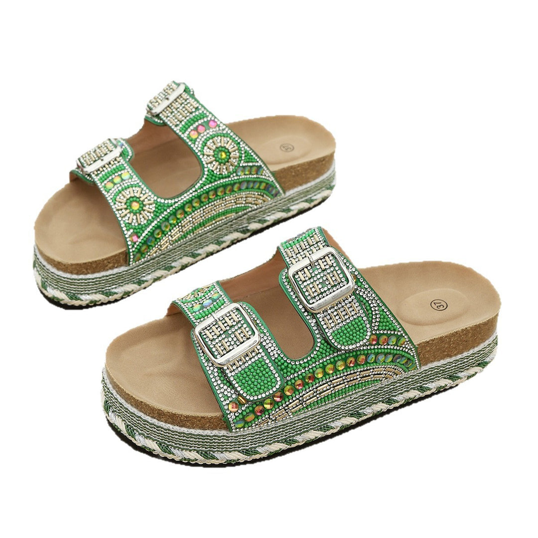 Damen Geschlossene Riemchensandalen mit eleganter Kristallverzierung R&B