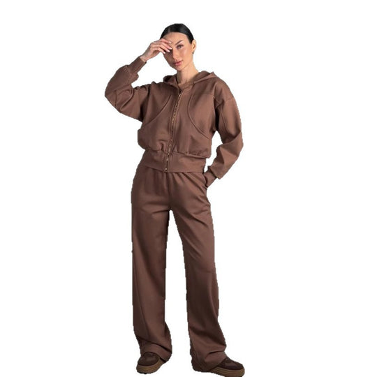 Damen lässige Kapuzenjacke mit hochwertigem Reißverschluss und seitlichen Taschen R&B