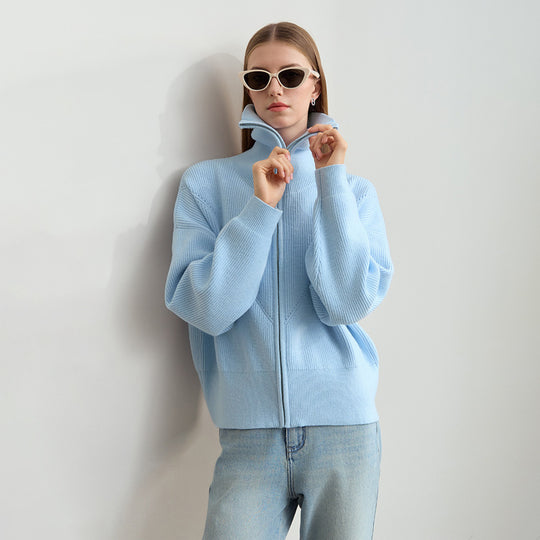 Damen Kapuzenpullover mit Reißverschluss und lässigem Schnitt R&B
