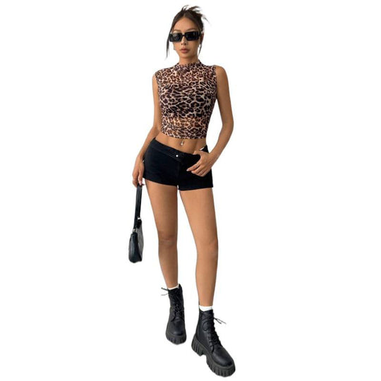 Damen figurbetontes Tiermuster-Top aus leichtem Jersey R&B