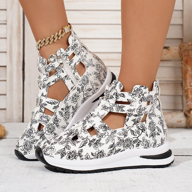 Damen Designer-Sneaker mit floralem Muster R&B