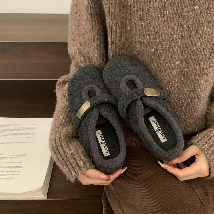 Damen Hausschuhe aus hochwertigem Filz mit verstellbarem Riemen R&B