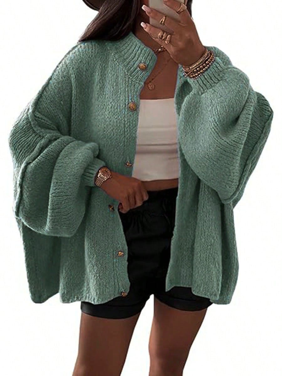 Damen Flauschige Strickjacke mit überschnittenen Schultern R&B