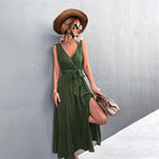 Damen Wickelkleid mit eleganter Schärpe und hohem Schlitz R&B