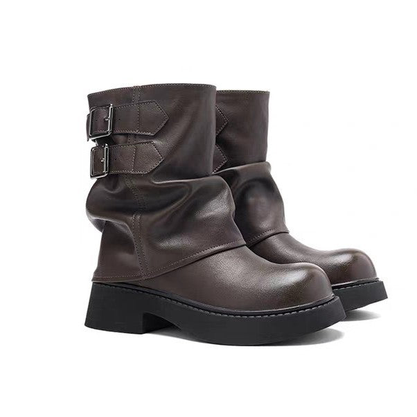Damen modische Stiefeletten mit verstellbaren Riemen und robuster Sohle R&B