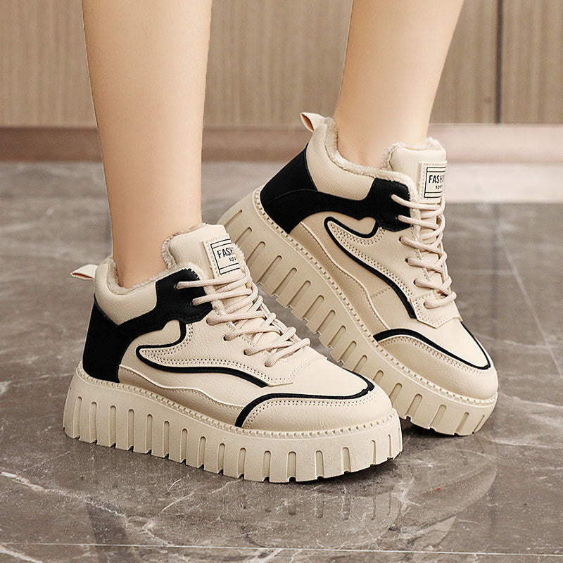Damen warme High-Top Sneakers mit kuscheligem Innenfutter und innovativem Sohlenprofil R&B