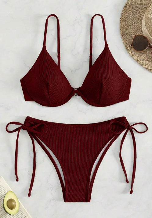 Damen Triangel-Bikini mit verstellbaren Trägern und Seitenschnürungen R&B