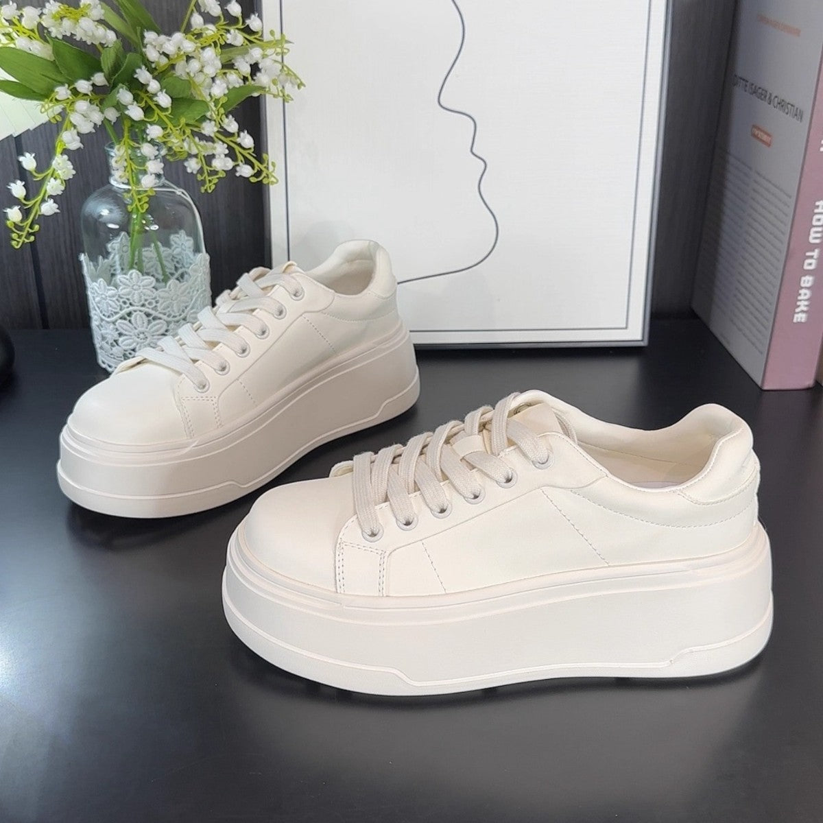Damen modische Plateau Sneakers mit bequemer Innensohle und rutschfester Sohle R&B