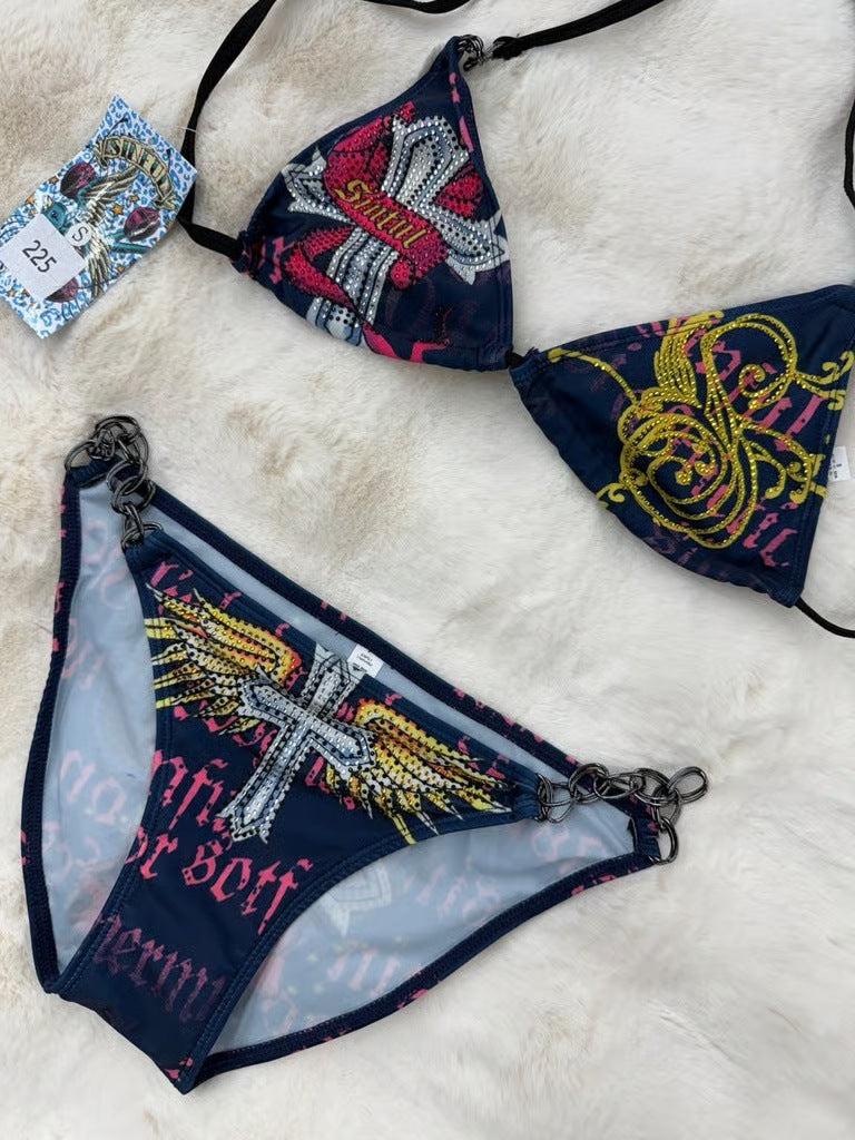 Damen Triangel-Bikini mit kreativem Muster R&B