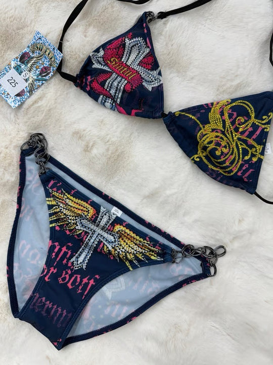 Damen Triangel-Bikini mit kreativem Muster R&B