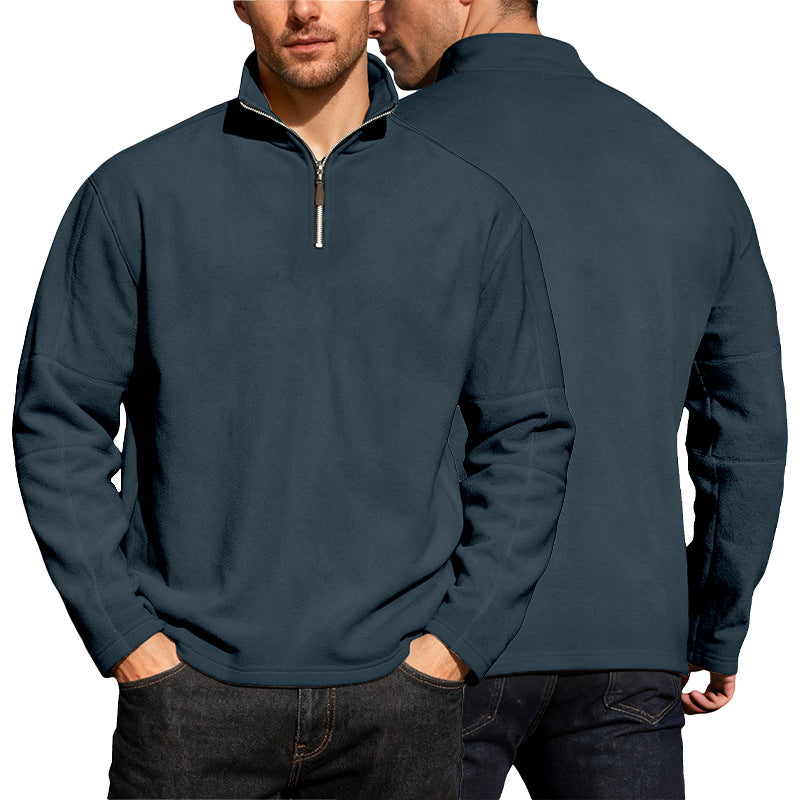 Herren nan leichter Mikrofleece-Performancepullover mit kurzem Reißverschluss Raglanärmeln und formgebenden Nähten R&B