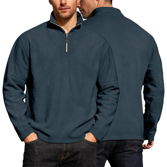 Herren nan leichter Mikrofleece-Performancepullover mit kurzem Reißverschluss Raglanärmeln und formgebenden Nähten R&B