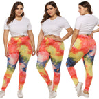 Damen farbenfrohe Leggings mit modernem Batikmuster R&B