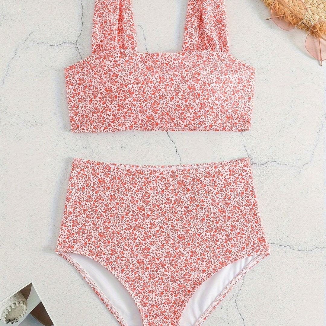 Damen Hochtailliertes Bikiniset mit floralem Muster R&B