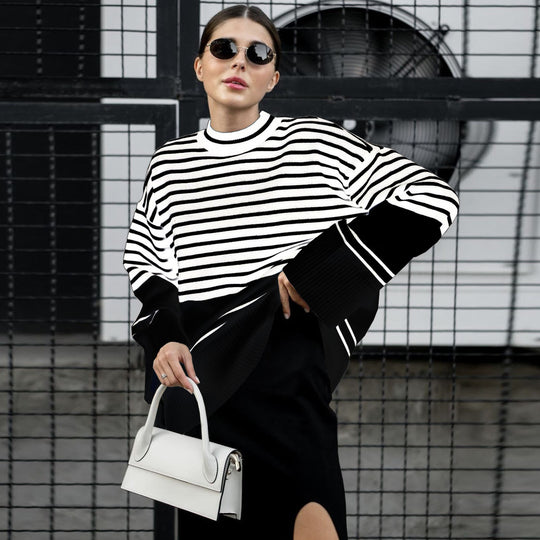 Damen Oversized Strickpullover im maritimen Design R&B