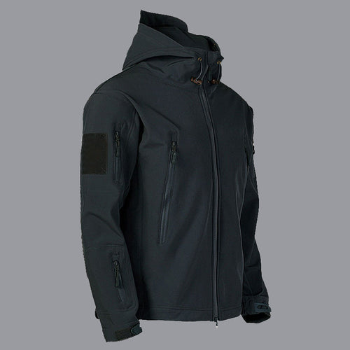 Herren technische Softshell-Jacke mit multifunktionalen Taschen und verstellbarem Kapuzensystem R&B