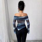 Damen Elegante und figurbetonte Bluse mit Off-Shoulder-Design R&B
