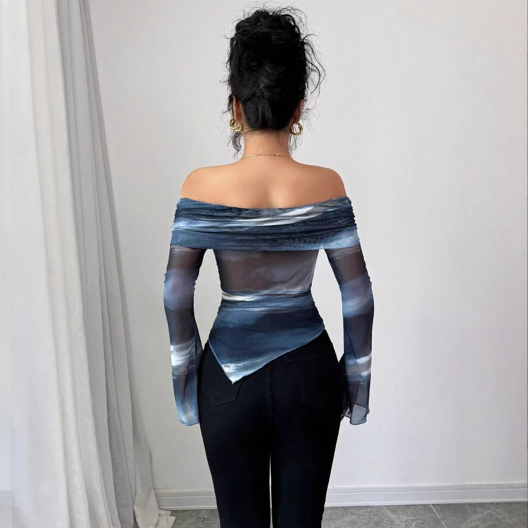 Damen Elegante und figurbetonte Bluse mit Off-Shoulder-Design R&B