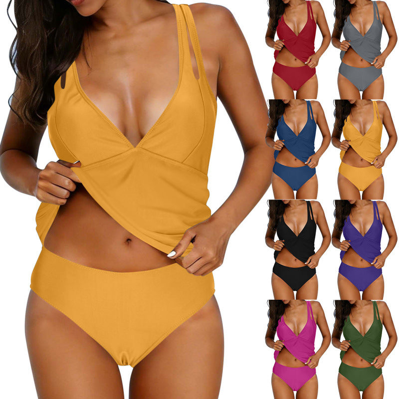 Damen Tankini-Set mit verstellbaren Trägern und raffiniertem V-Ausschnitt R&B