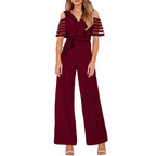 Damen Eleganter Jumpsuit mit transparenten Ärmel-Details und Taillengürtel R&B