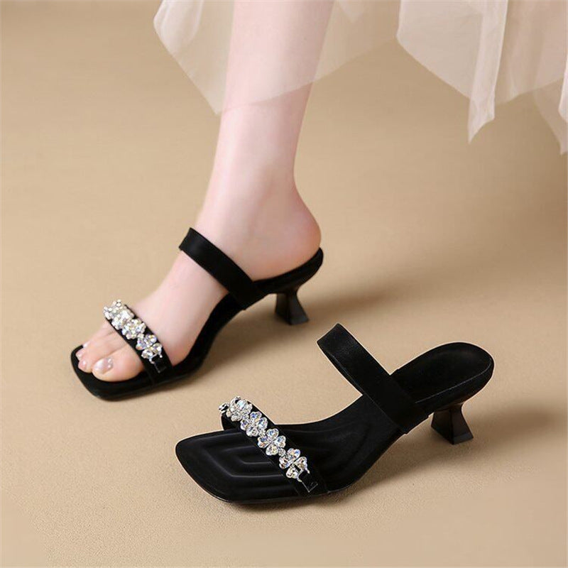 Damen elegante Slipper mit funkelnden Strassverzierungen R&B