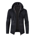 Herren modische Strickjacke mit Kapuze und innen weich gefüttertem Stoff