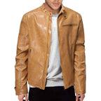 Herren Kunstleder Bikerjacke mit modernem Schnitt