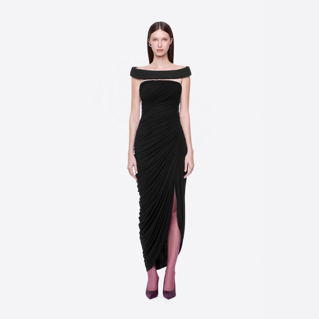 Damen Elegantes Abendkleid mit Off-Schulter-Design und raffiniertem Drapé R&B