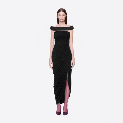 Damen Elegantes Abendkleid mit Off-Schulter-Design und raffiniertem Drapé R&B