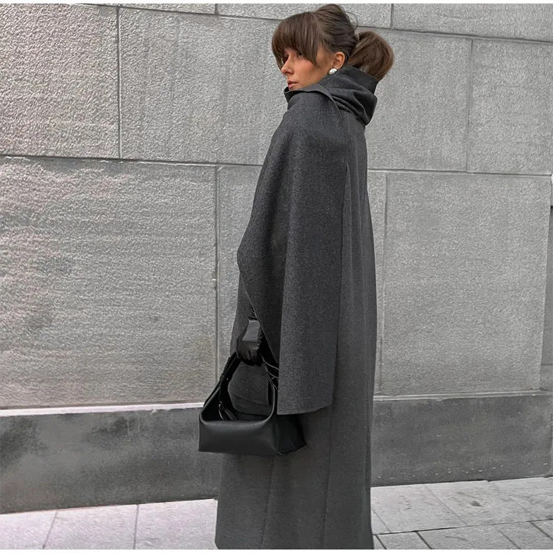 Damen Eleganter Oversize-Mantel mit schickem Kapuzenaufsatz R&B