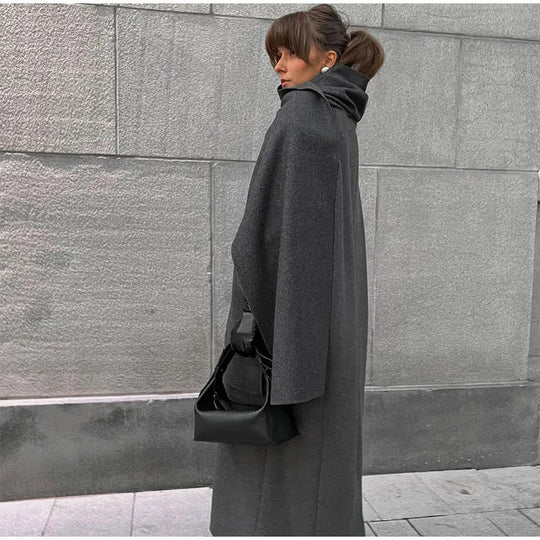 Damen Eleganter Oversize-Mantel mit schickem Kapuzenaufsatz R&B