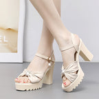 Damen Elegante Plateau-Sandaletten mit modischem Knoten-Detail und stabiler Sohle R&B