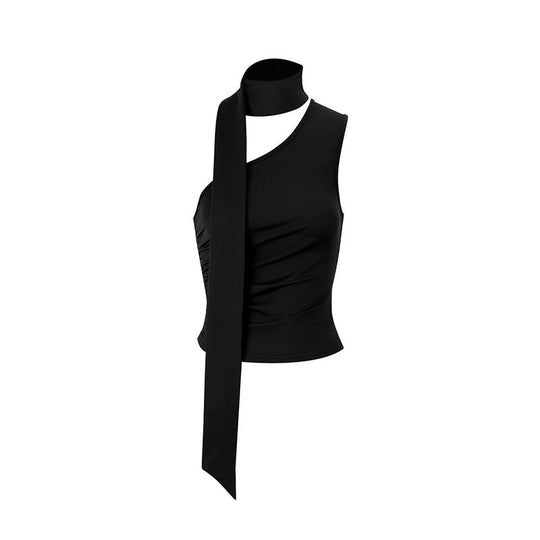 Damen Asymmetrisches Oberteil mit bindbarem Kragen und Raffung R&B