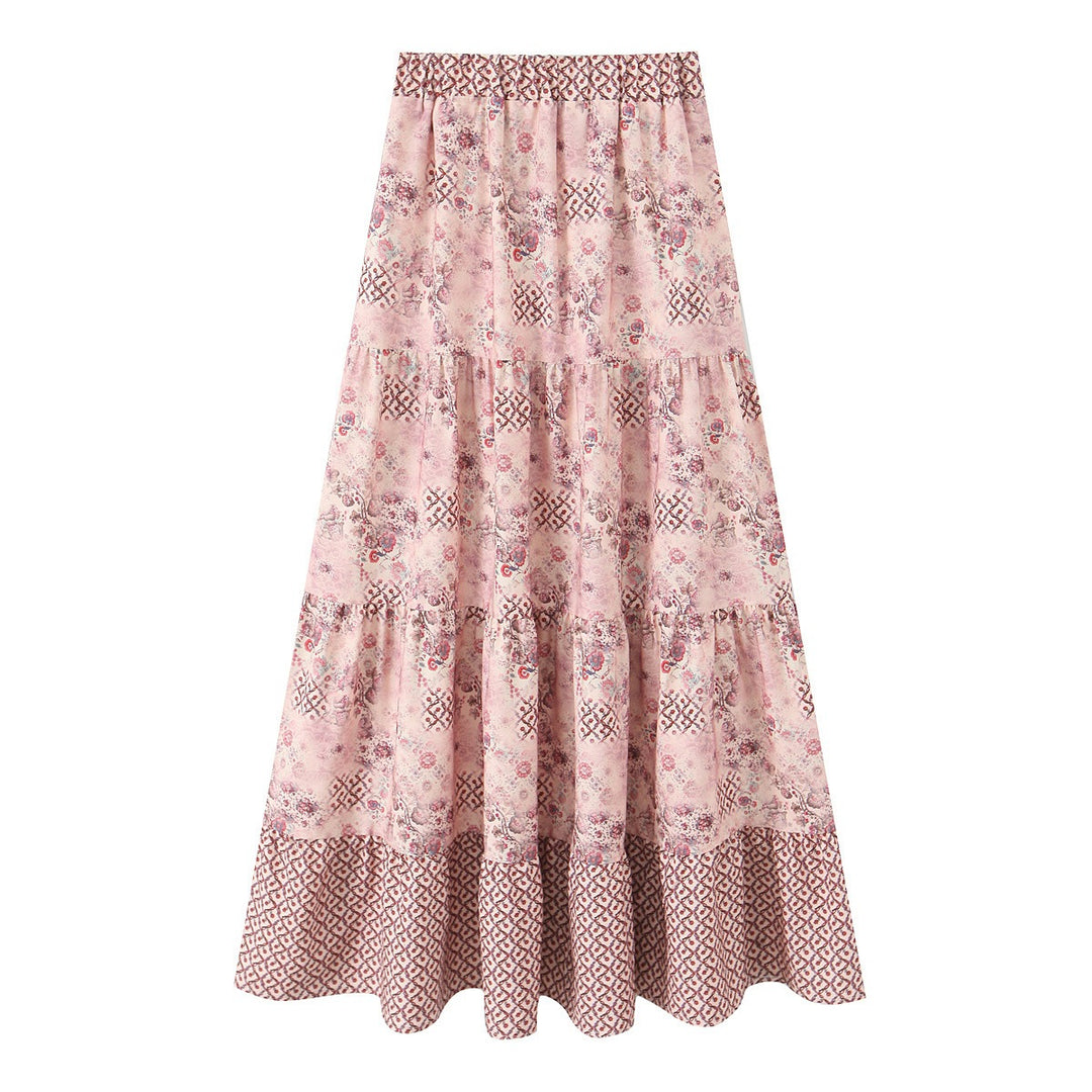 Damen Maxirock mit verspieltem Patchwork-Muster und voluminöser Silhouette R&B