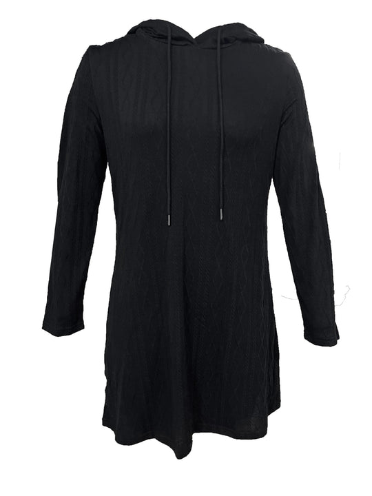 Damen Kapuzenkleid mit strukturiertem Strickmuster und lässigem Schnitt R&B