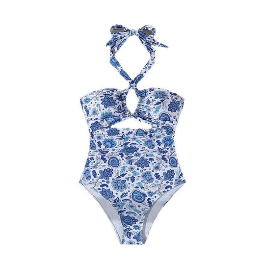 Damen Rückenfreier Schwimmanzug mit floralem Design R&B