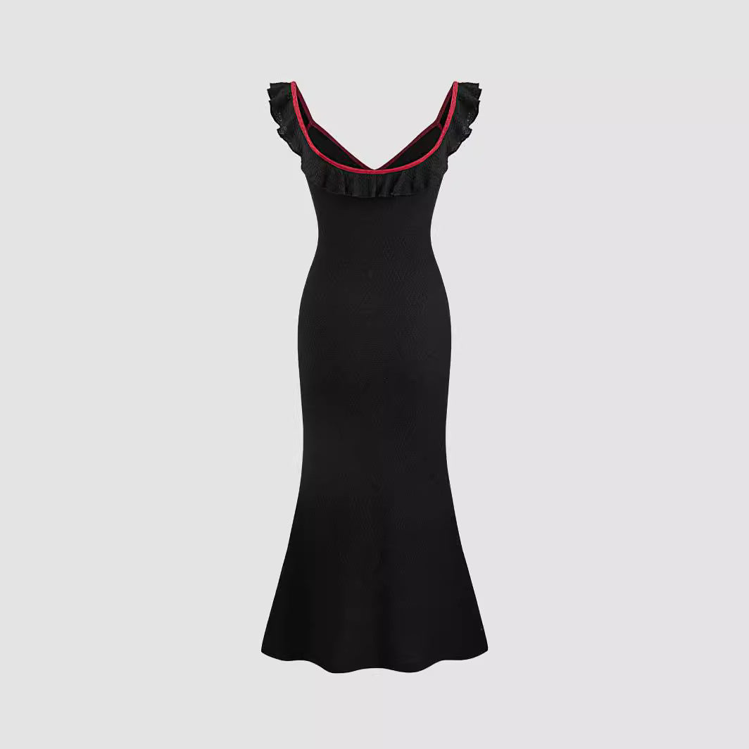 Damen Fließendes Maxikleid mit Rüschendetails R&B