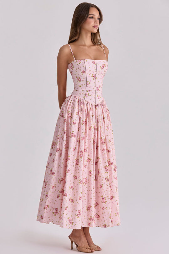Damen nan tailliertes Korsagenkleid mit Spaghettiträgern und voluminösem Tellerrock R&B